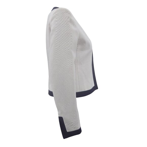 Vintage White & Navy Cropped Open Front Blazer By Lilli Ann, Women's Small - Picture 2 of 9